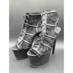 Pleaser Delight Womens Heels 9 Adore Black Mesh Platforms Goth Exotic Dancer